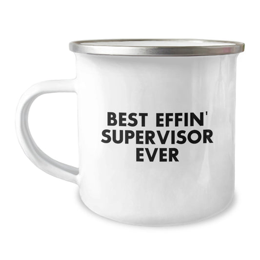 Christmas Unique Gifts for Supervisor - Cute 'Best Effin' Supervisor Ever' Quote Camping Mug - Image 1