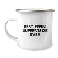 Load image into Gallery viewer, Christmas Unique Gifts for Supervisor - Cute &#39;Best Effin&#39; Supervisor Ever&#39; Quote Camping Mug - Image 1
