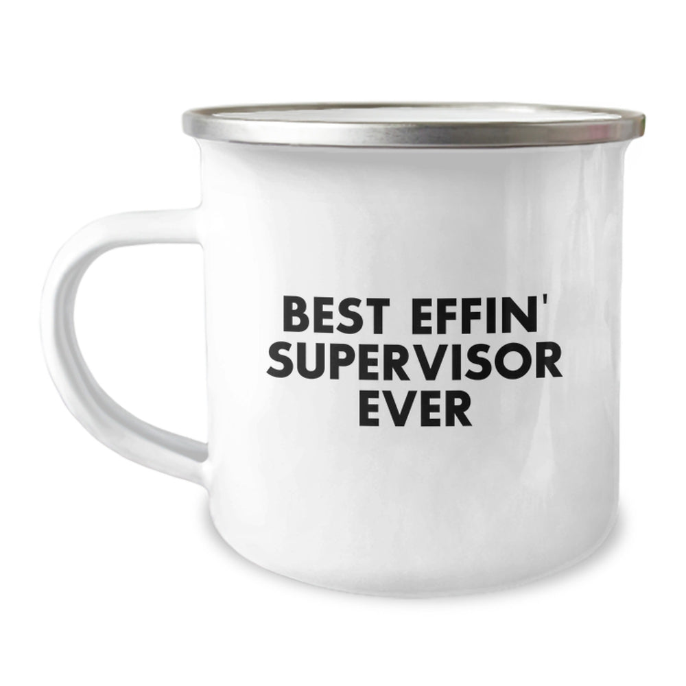Christmas Unique Gifts for Supervisor - Cute 'Best Effin' Supervisor Ever' Quote Camping Mug - Image 1