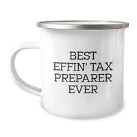 Load image into Gallery viewer, Funny Tax Preparer Gifts from Friends for the Best Effin&#39; Tax Preparer Ever - Christmas Unique Camping Mug, Stainless Steel with Enamel Finish - Image 1
