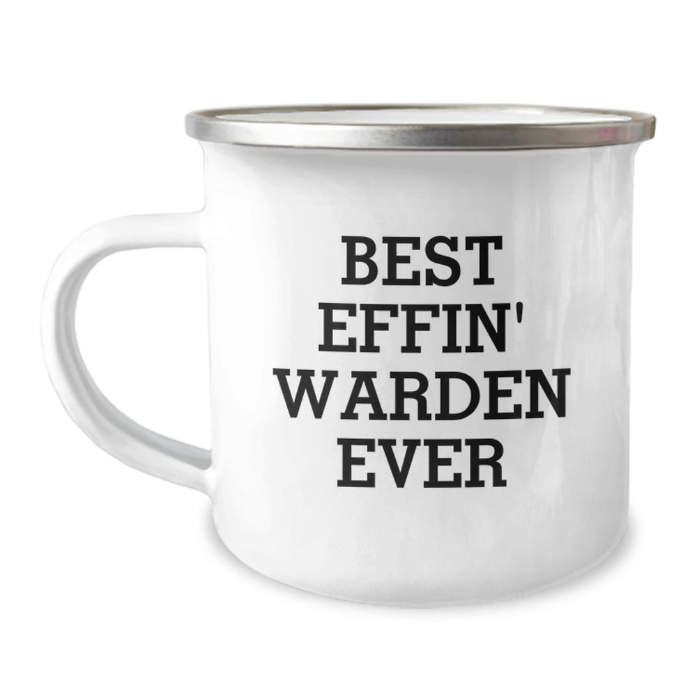 Funny Warden Enthusiast Gifts for Men, Camping Mug Best Effin' Warden Ever - Image 1