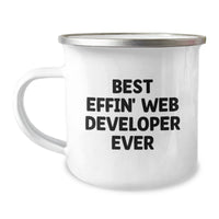 Load image into Gallery viewer, Funny Web Developer Gifts from Friends - Best Effin&#39; Web Developer Ever Camping Mug for Men - Unique Christmas Memorable Presents for Web Developers - Image 1
