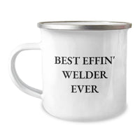 Load image into Gallery viewer, Funny Welder Gifts for Men from Family, Best Effin&#39; Welder Ever Enamel Camping Mug, 12 oz Stainless Steel for Christmas Unique Gifts - Image 1
