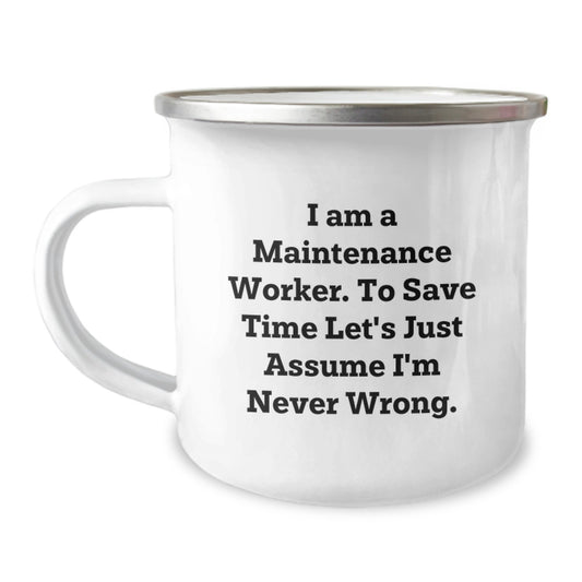 Funny Maintenance Worker Gift, for Him, from Friends, Unique Camping Mug - Image 1