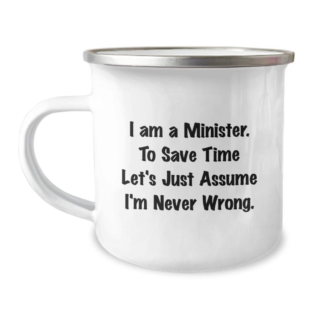 Funny Minister Gifts from Friends, Unique Christmas Unique Gifts for Minister, Stainless Steel Camping Mug - Image 1