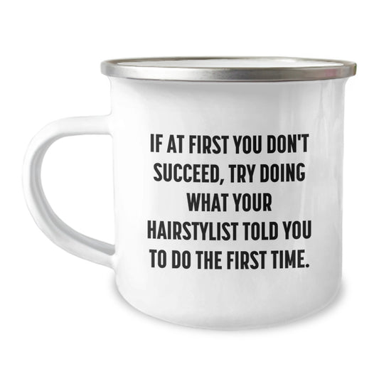 Funny Hairstylist Gifts for Men from Family Friends Christmas Unique Presents Camping Mug - Image 1