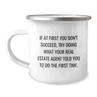 Load image into Gallery viewer, Funny Real Estate Agent Gifts, Gifts from Coworkers to Real Estate Agent, Inspirational Camping Mug for Birthday - Real Estate Agent Quote, 12 oz Stainless Steel Enamel Mug - Image 1
