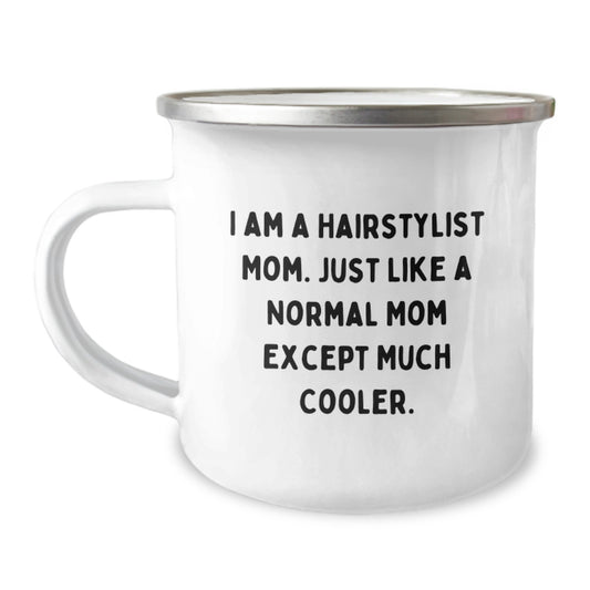 Funny Hairstylist Mom Gifts from Family - I Am A Hairstylist Mom Gifts for Hairstylist Birthday Unique Camping Mug - Image 1