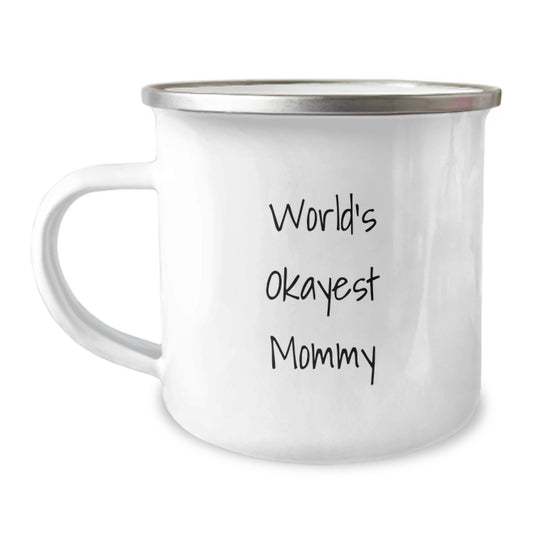 Funny Mommy Gifts from Family - World's Okayest Mommy Camping Mug for Mommy, Birthday Unique Gifts, Camping Mug for Camping Lovers - Image 1
