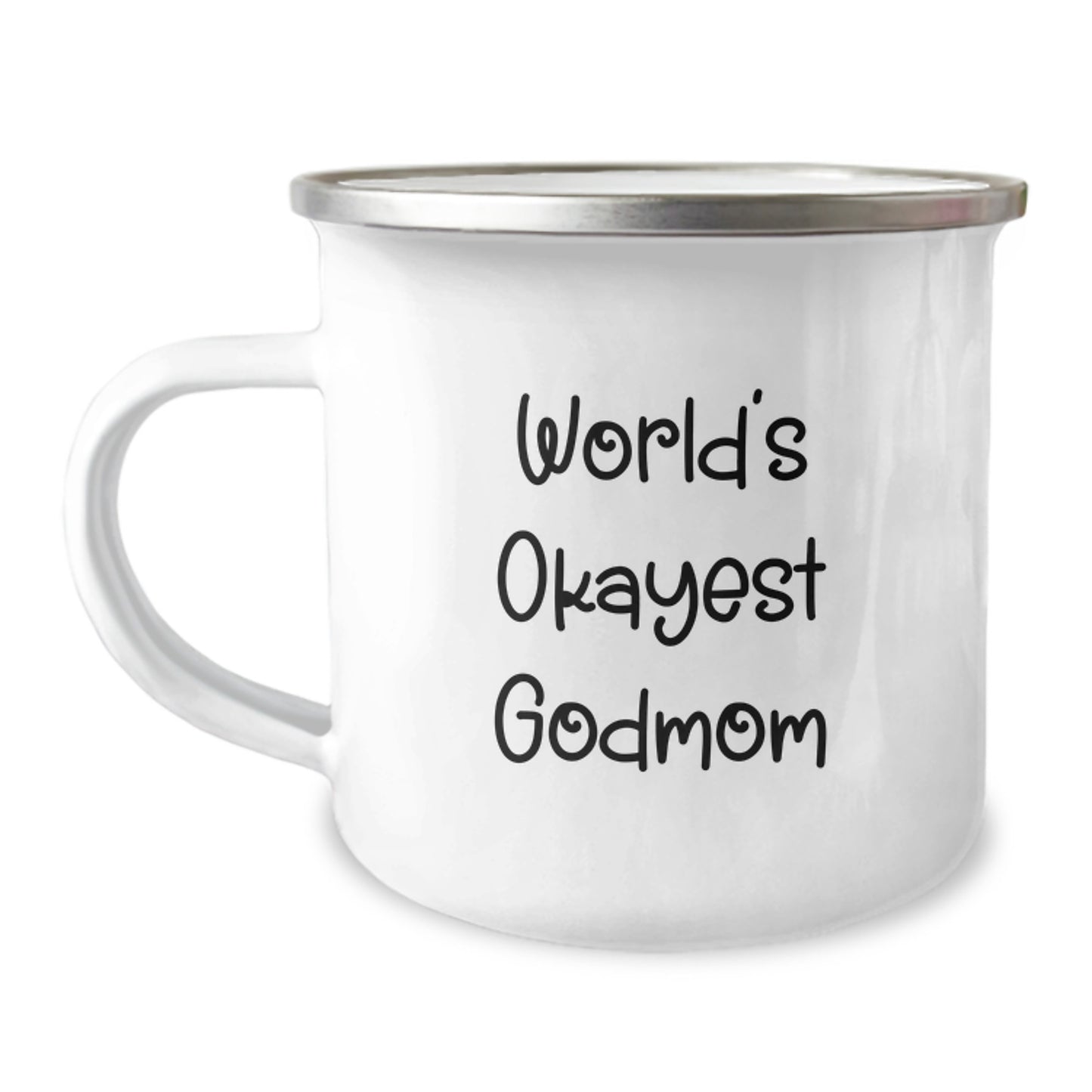 Funny Godmom Gifts from Women - World's Okayest Godmom Camping Mug for Valentine's Unique Gifts - Image 1