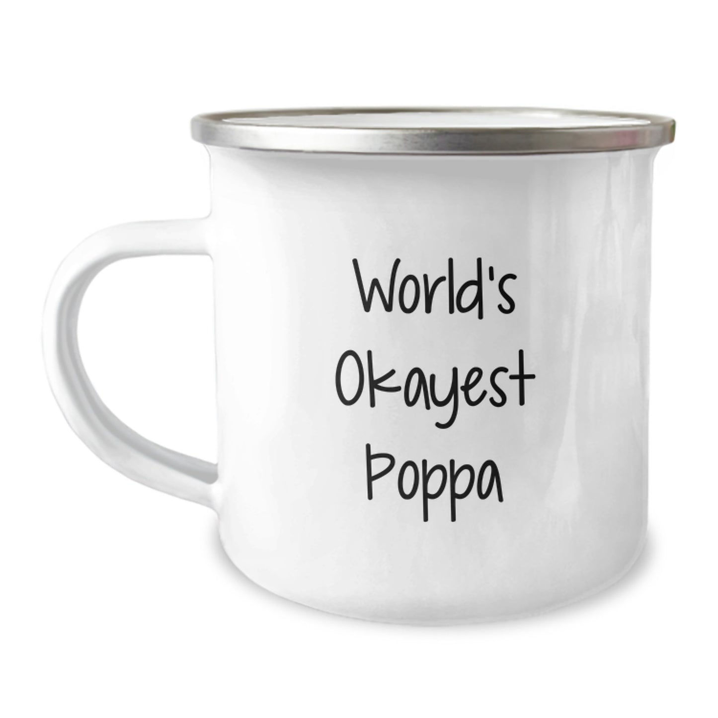 Funny Poppa Gifts from Men to Daughter, Best Camping Mug for World's Okayest Poppa, Mother's Day Unique Gifts - Image 1