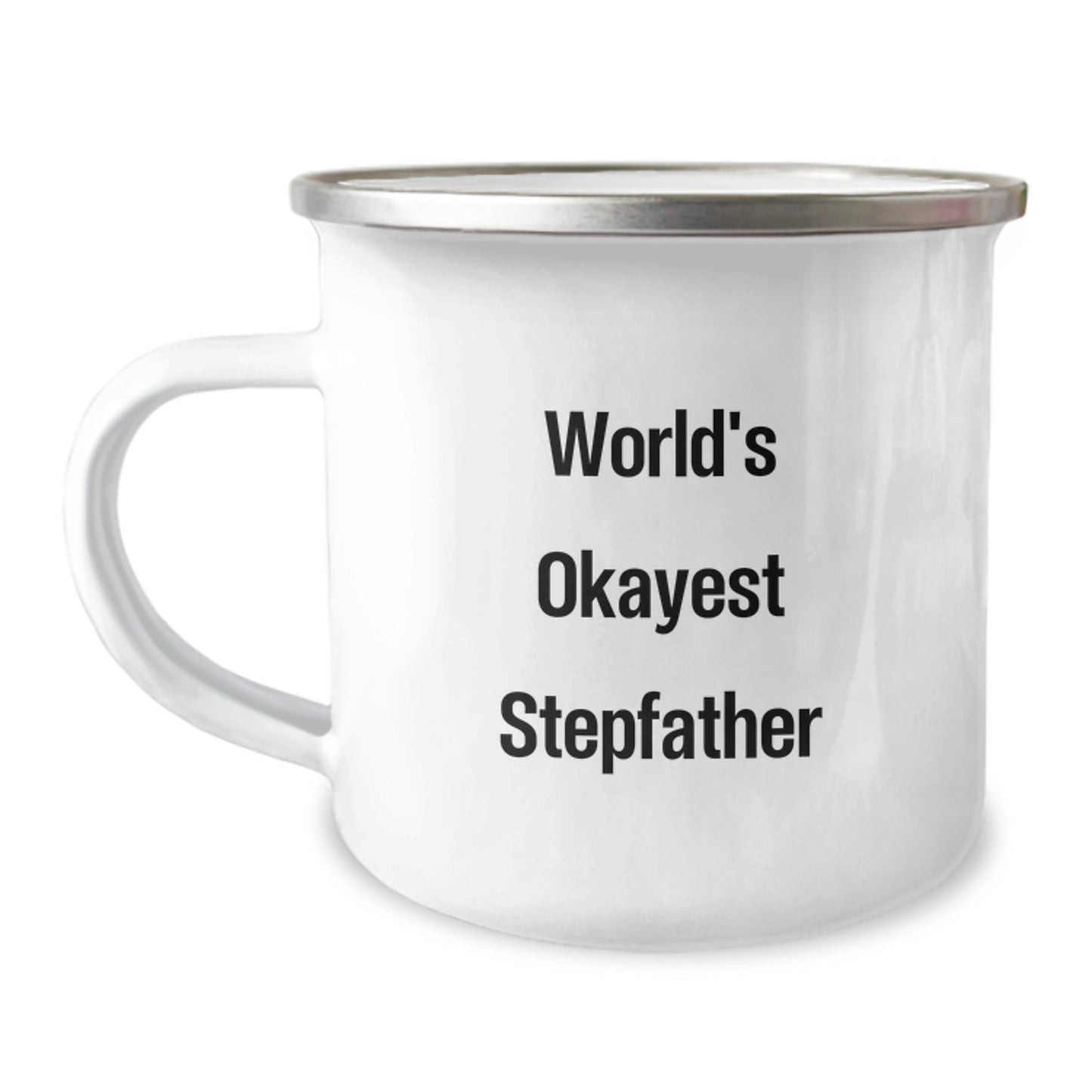 Funny World's Okayest Stepfather Gifts from Family Members for Stepfather on Valentine's Camping Mug - Image 1