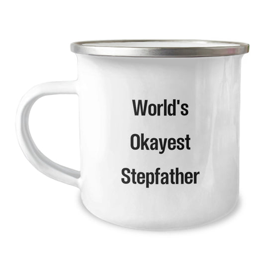 Funny World's Okayest Stepfather Gifts from Family Members for Stepfather on Valentine's Camping Mug - Image 1