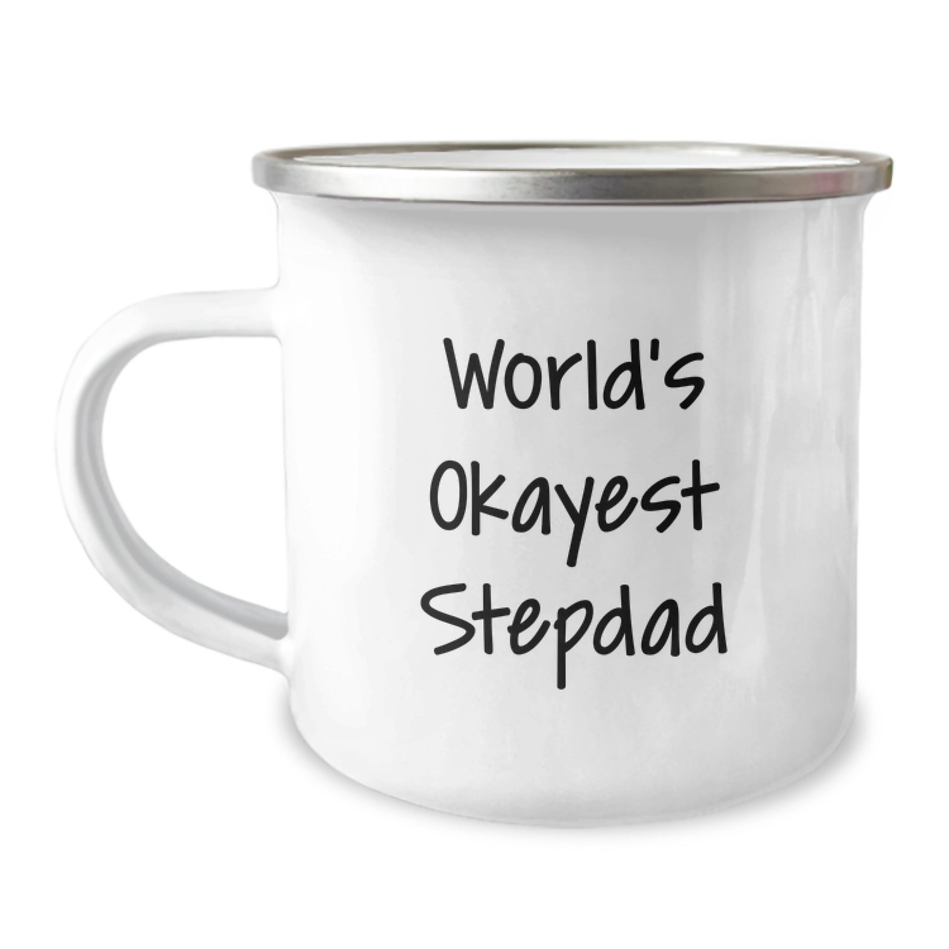 Unique Funny Stepdad Gifts, World's Okayest Stepdad Camping Mug, Birthday Unique Gifts from Family, for Awesome Stepdads - Image 1