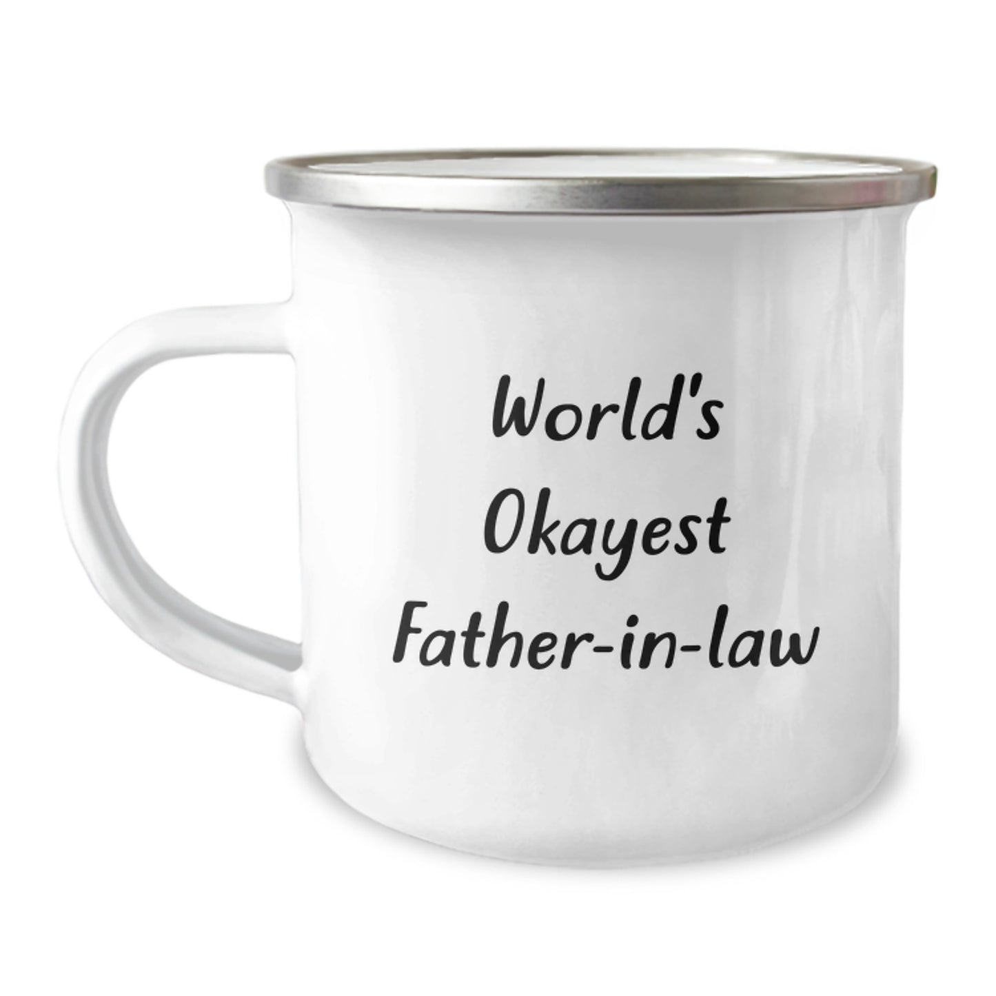 Funny Gifts from Family - World's Okayest Father-in-law Camping Mug, Birthday Unique Gift for Dad's Best Friend - Image 1