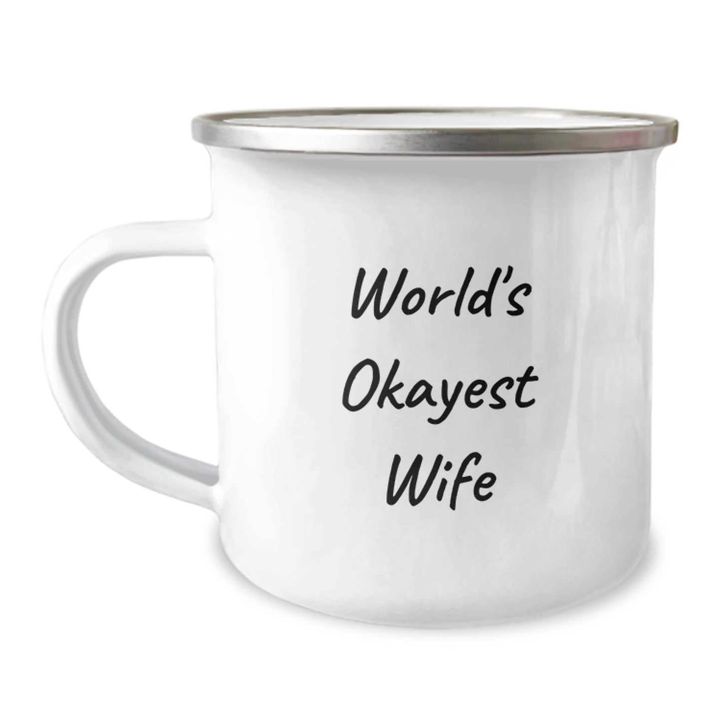 Funny World's Okayest Wife Gifts for Her, Camping Mug from Husband, Unique Mom's Day Unique Gifts - Image 1