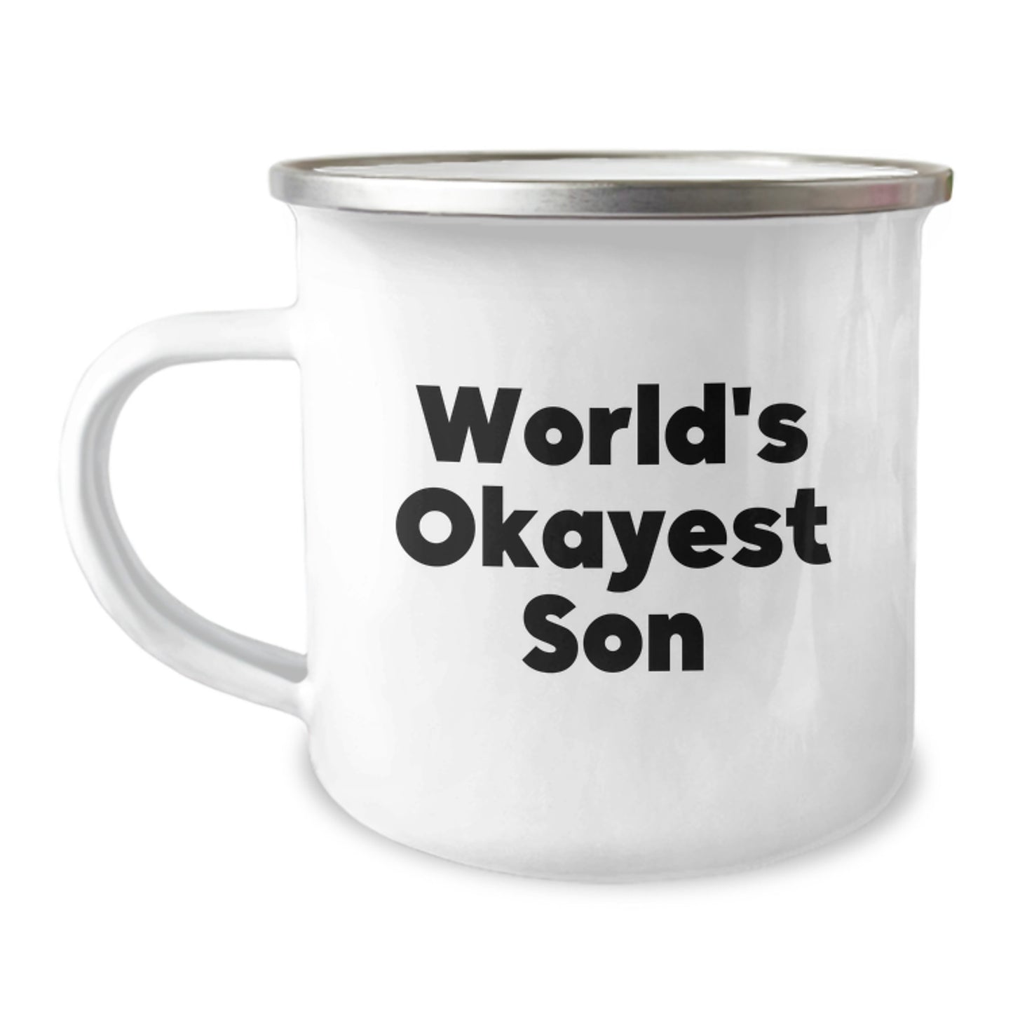 Funny Son Gifts from Dad - World's Okayest Son Camping Mug for Men - Mother's Day Unique Gifts for Son - Image 1