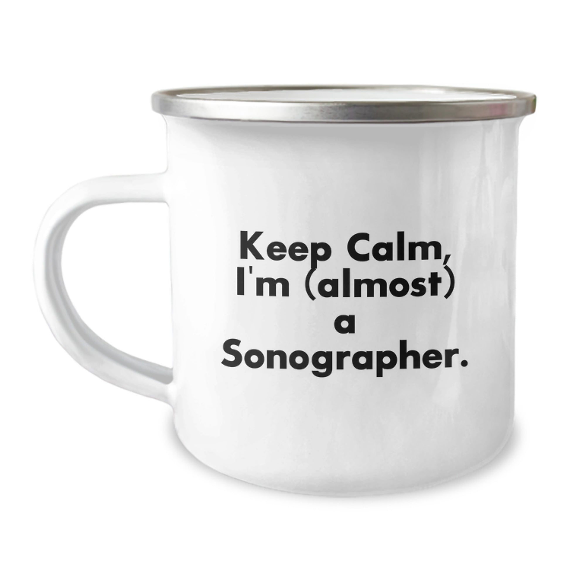 Funny Sonographer Gifts for Friends Family - Keep Calm I'm (almost) A Sonographer Camping Mug for Mom - Unique Mother's Day Unique Gifts from Men Women - Image 1