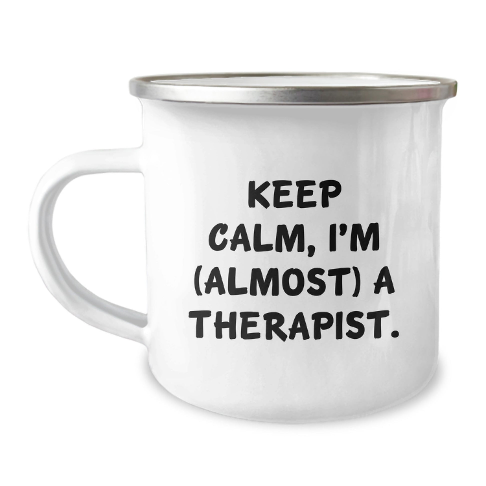 Funny Gifts from Friends for Therapist Keep Calm I'm almost A Therapist Valentine's Unique Camping Mug - Image 1
