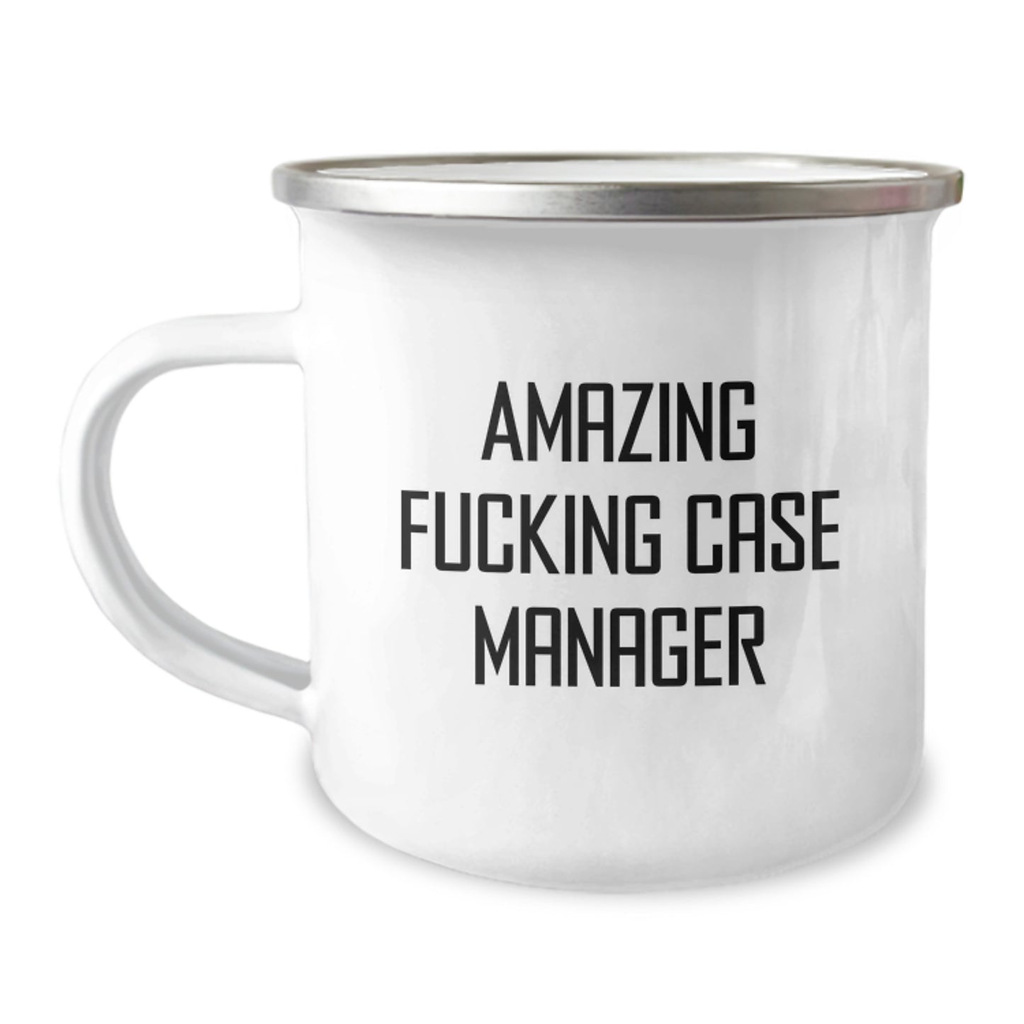 Funny Case Manager Gifts from Men for Birthday Unique Presents - Amazing F--king Case Manager Camping Mug - Image 1