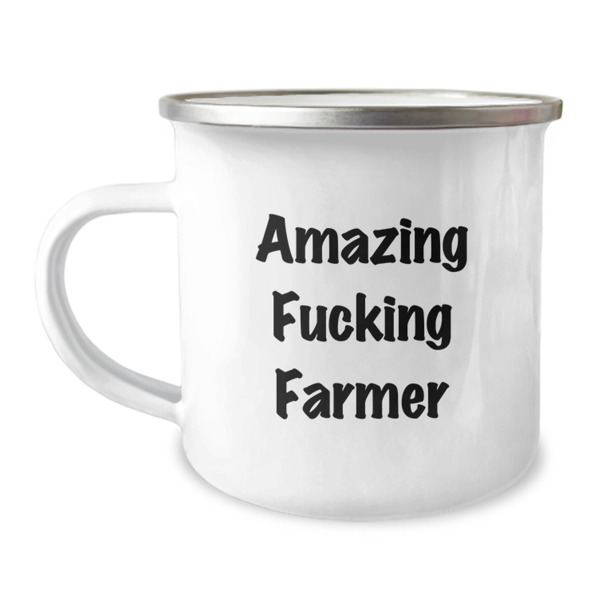 Funny Farmer Gifts for Men, Camping Mugs for Birthday, Amazing F--king Farmer Quote Stainless Steel Enamel Mug, Ideal Gift for Farmers - Image 1