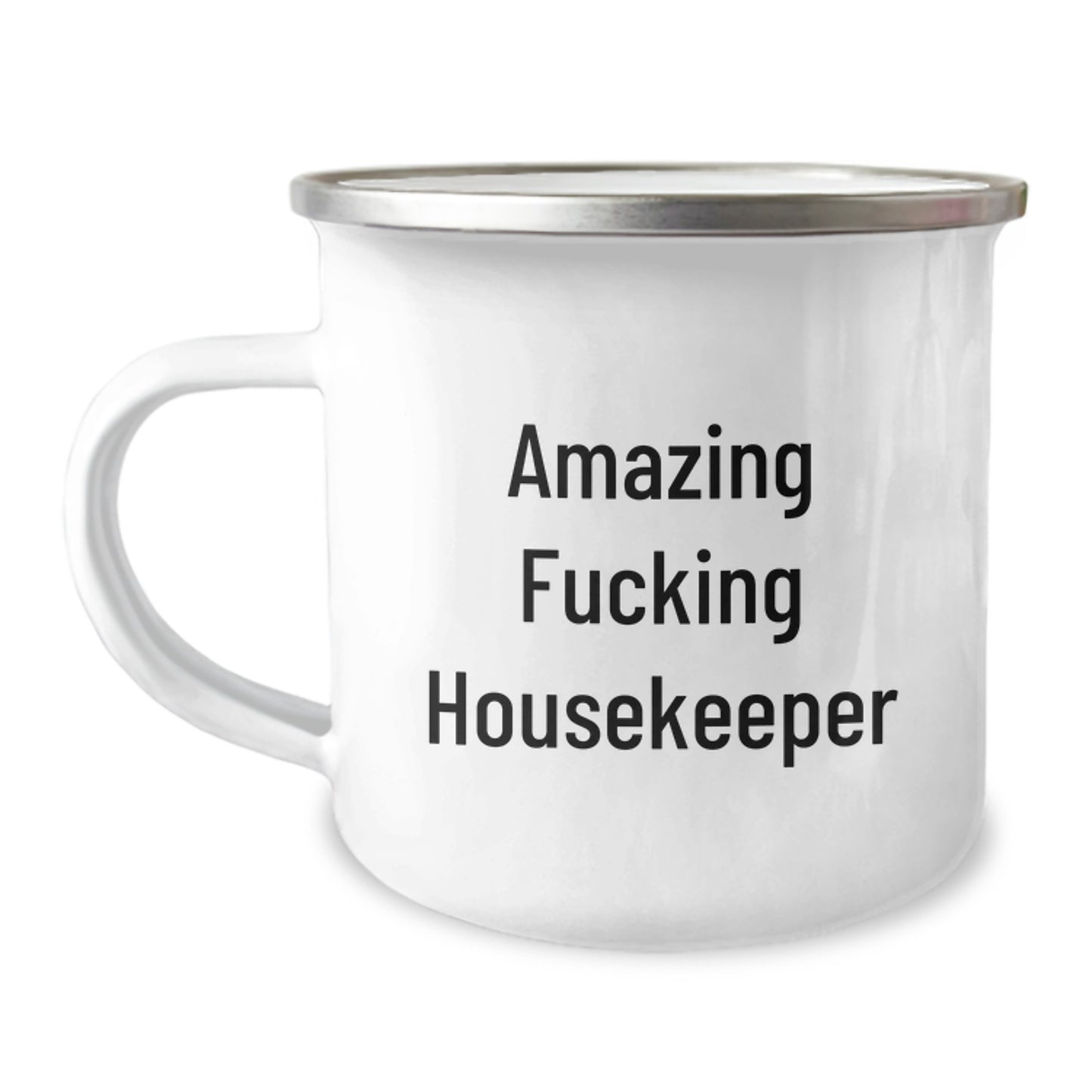 Funny Housekeeper Gifts, Birthday Unique Gifts for Housekeeper, Camping Mug with 'Amazing F--king Housekeeper' Quote, Gifts from Friends for Housekeeper - Image 1
