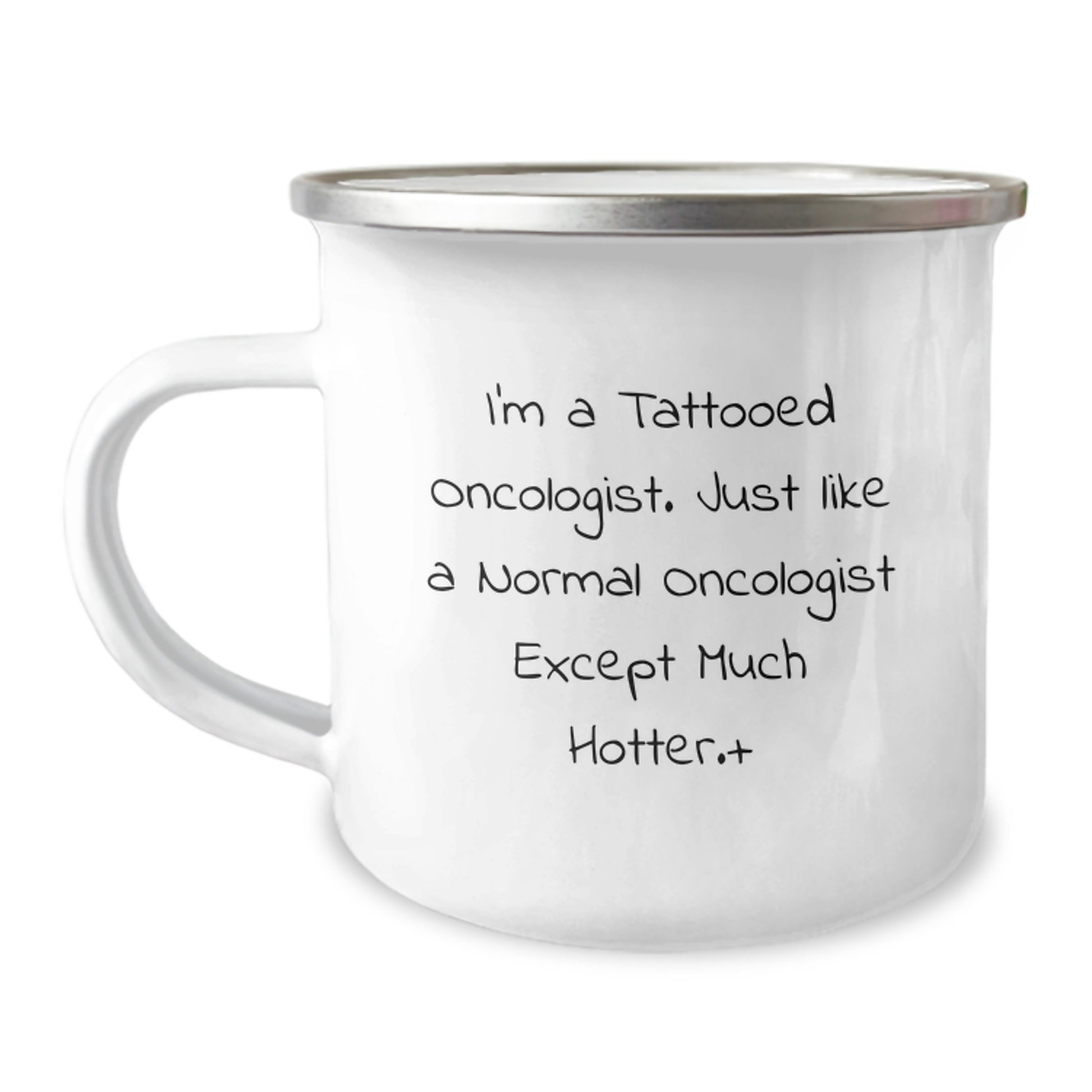 Oncologist Gifts from Friends for Valentine's Unique Camping Mug, Funny Quote 'I'm A Tattooed Oncologist' - Image 1