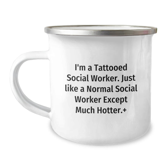 Funny Social Worker Gifts - 'I'm A Tattooed Social Worker' Camping Mug for Dad, Social Worker Friend or Coworker - Unique Father's Day Unique Gifts - Image 1