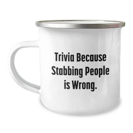 Funny Trivia Camping Mug Gifts for Trivia Lovers from Friends, Unique Valentine's Unique Gifts for Men - Image 1
