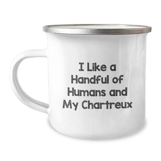Funny Chartreux Cat Gifts for Friends, Family, Coworkers - Valentine's Unique Gifts from Men, Women, Love Chartreux Cat, Camping Mug, I Like A Handful Of Humans And My Chartreux - Image 1