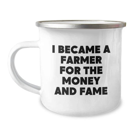 Funny Gifts from Family to Farmer Friends 'I Became A Farmer' Camping Mug for Mom's Special Day - Image 1
