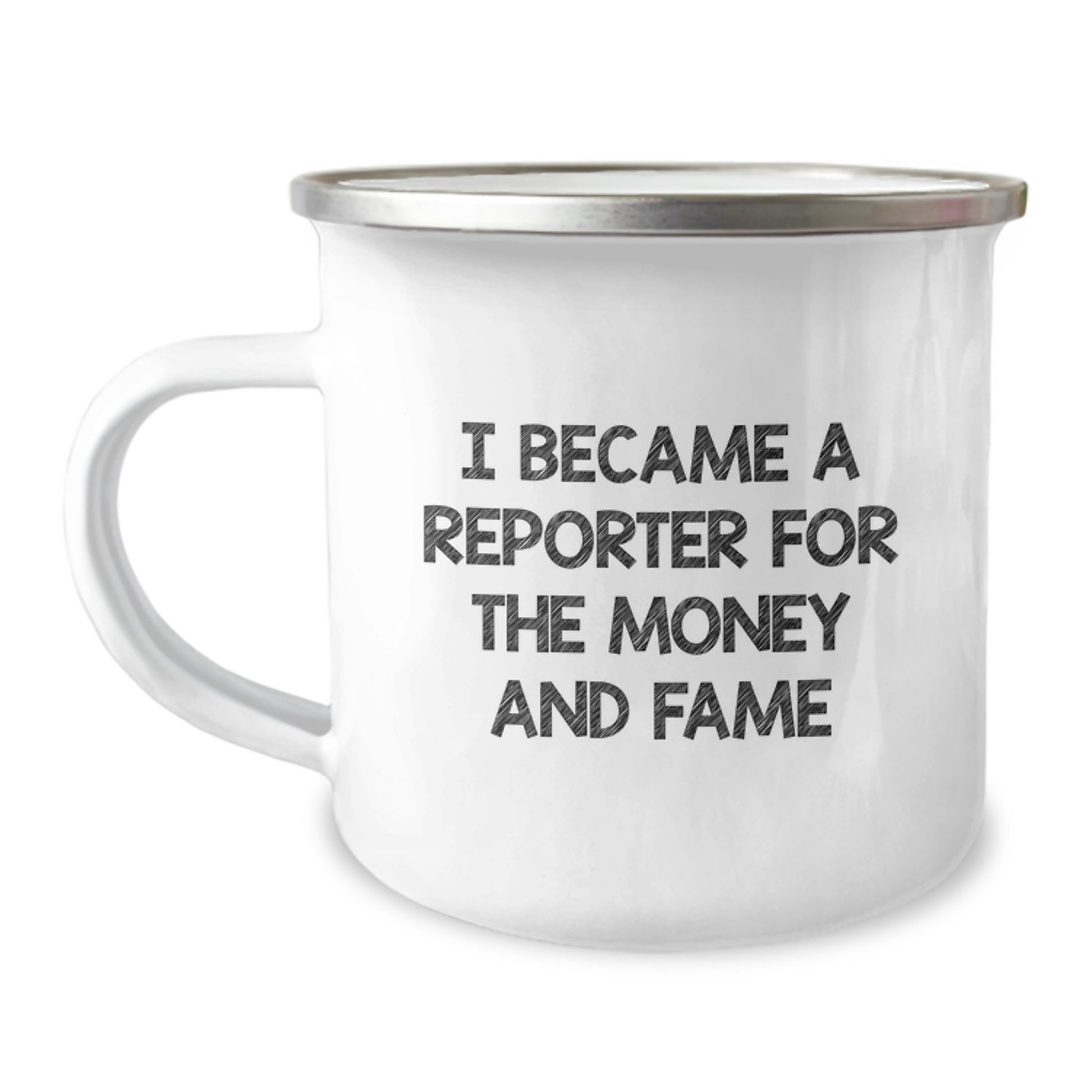 Funny Reporter Gifts from Men to Women, I Became A Reporter For The Money And Fame, Unique Mother's Day Camping Mug - Image 1