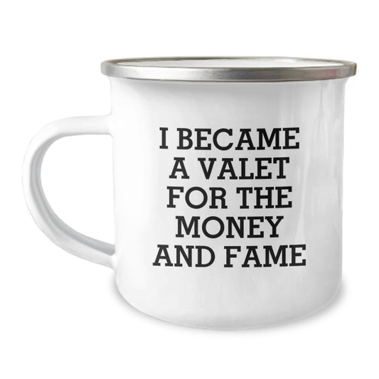 Funny Valet Gifts for Men, Camping Mug for Valet Enthusiasts, Mothers Day Unique Gifts from Friends - Image 1