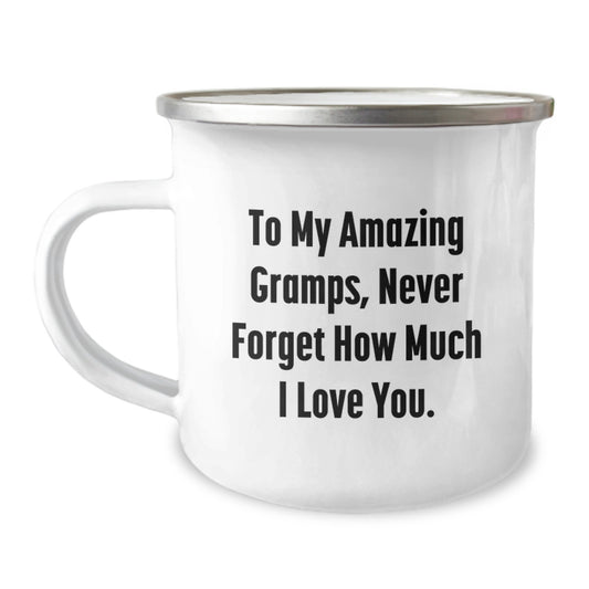 Funny Camping Mug for Gramps, Valentine's Unique Gifts from Family, To My Amazing Gramps Never Forget Love You - Image 1