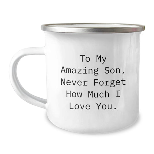 Funny Son Camping Mug Gifts from Dad for Father's Day, To My Amazing Son Never Forget How Much I Love You - Image 1