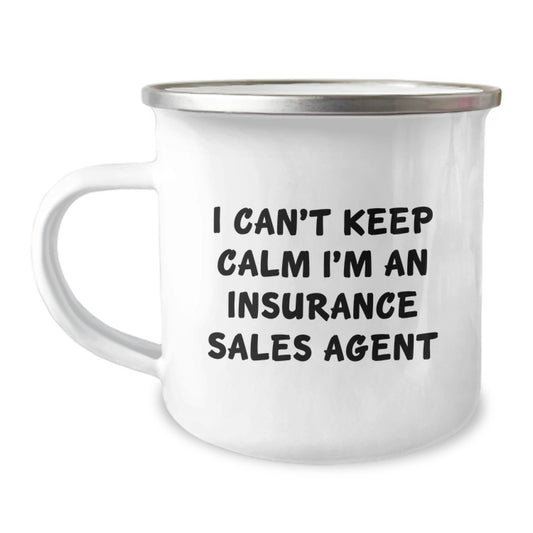 Funny Insurance Sales Agent Gifts for Dad - I'm An Insurance Sales Agent Camping Mug, Perfect Unique Gifts from Family for Father's Day, 12 oz Stainless Steel Enamel Finish - Image 1