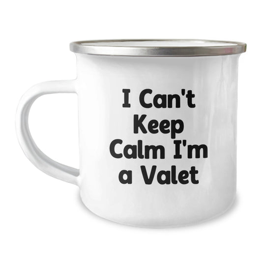 Funny Valet Christmas Unique Gifts from Friends to Valet Men I Cant Keep Calm I'm Valet Camping Mug - Image 1