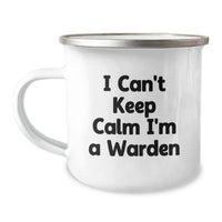 Load image into Gallery viewer, Funny &#39;I Can&#39;t Keep Calm I&#39;m A Warden&#39; Camping Mug Gifts from Friends for Men on Christmas Unique Gifts - Image 1
