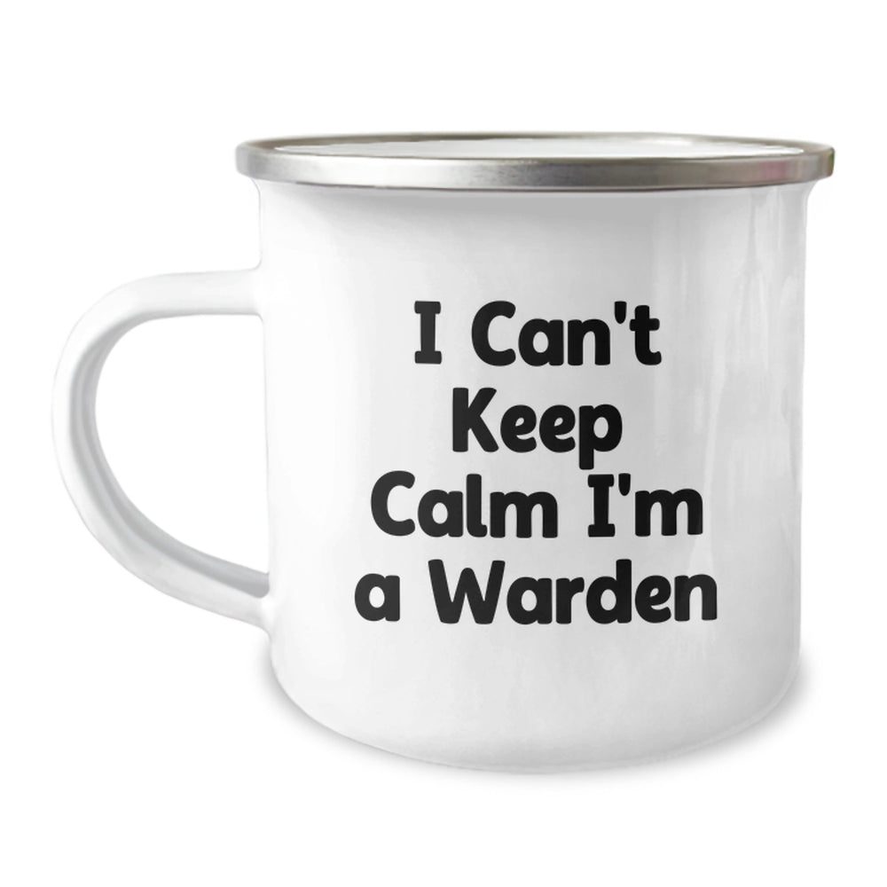 Funny 'I Can't Keep Calm I'm A Warden' Camping Mug Gifts from Friends for Men on Christmas Unique Gifts - Image 1