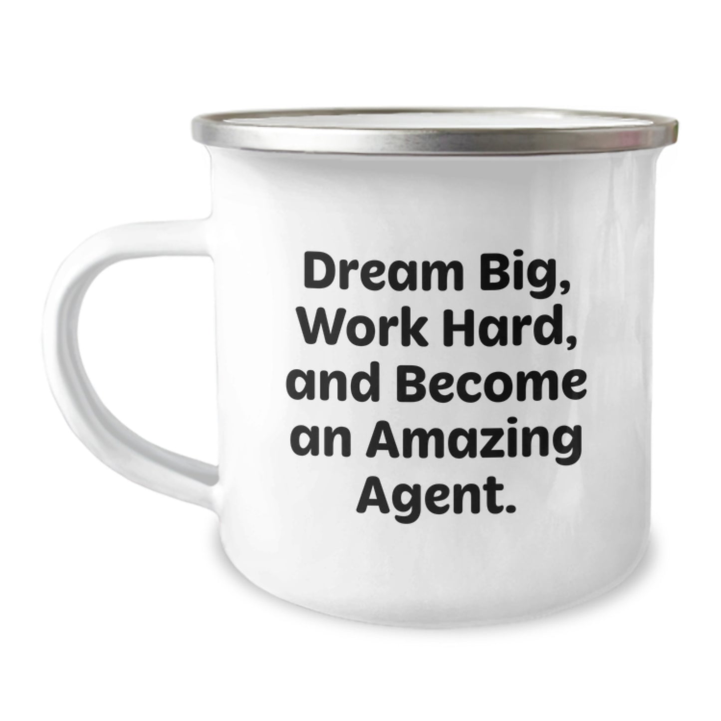 Funny Agent Gifts for Him - Camping Mug with 'Dream Big, Work Hard, And Become An Amazing Agent.' Quote - Gifts from Dad to Agent on Father's Day - Image 1