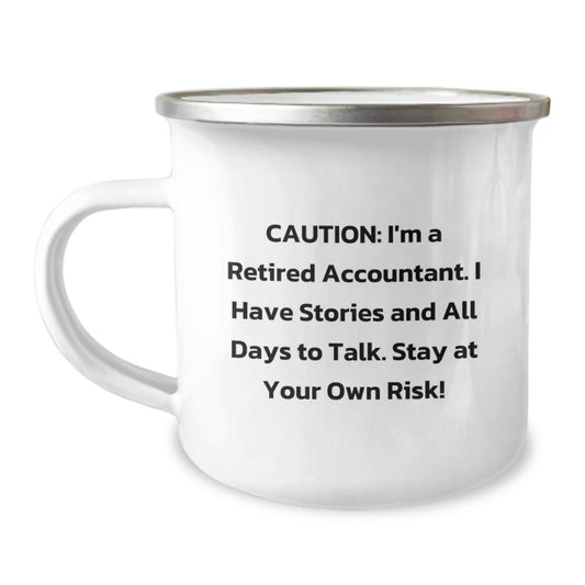 Funny Accountant Gifts for Men from Friends, Unique Graduation Unique Gifts for Accountant, Camping Mug with Caution I'm A Retired Accountant - Image 1