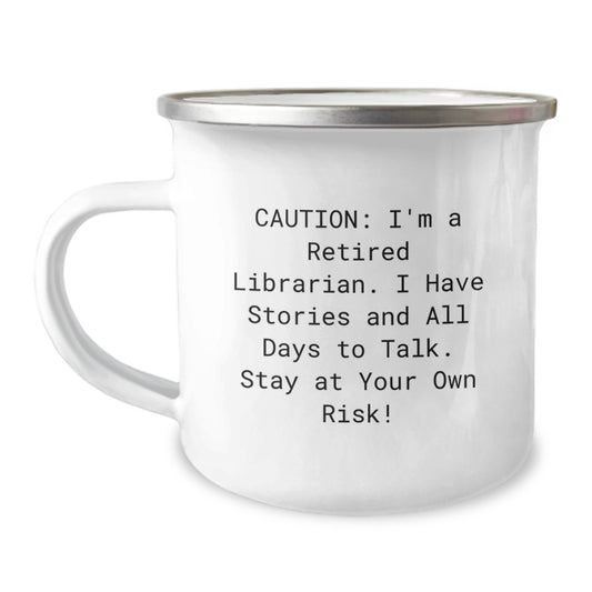 Funny Librarian Gifts for Men Women Coworkers Family - 'Stay At Your Own Risk' Camping Mug for Librarians Graduation Unique Gifts - Image 1