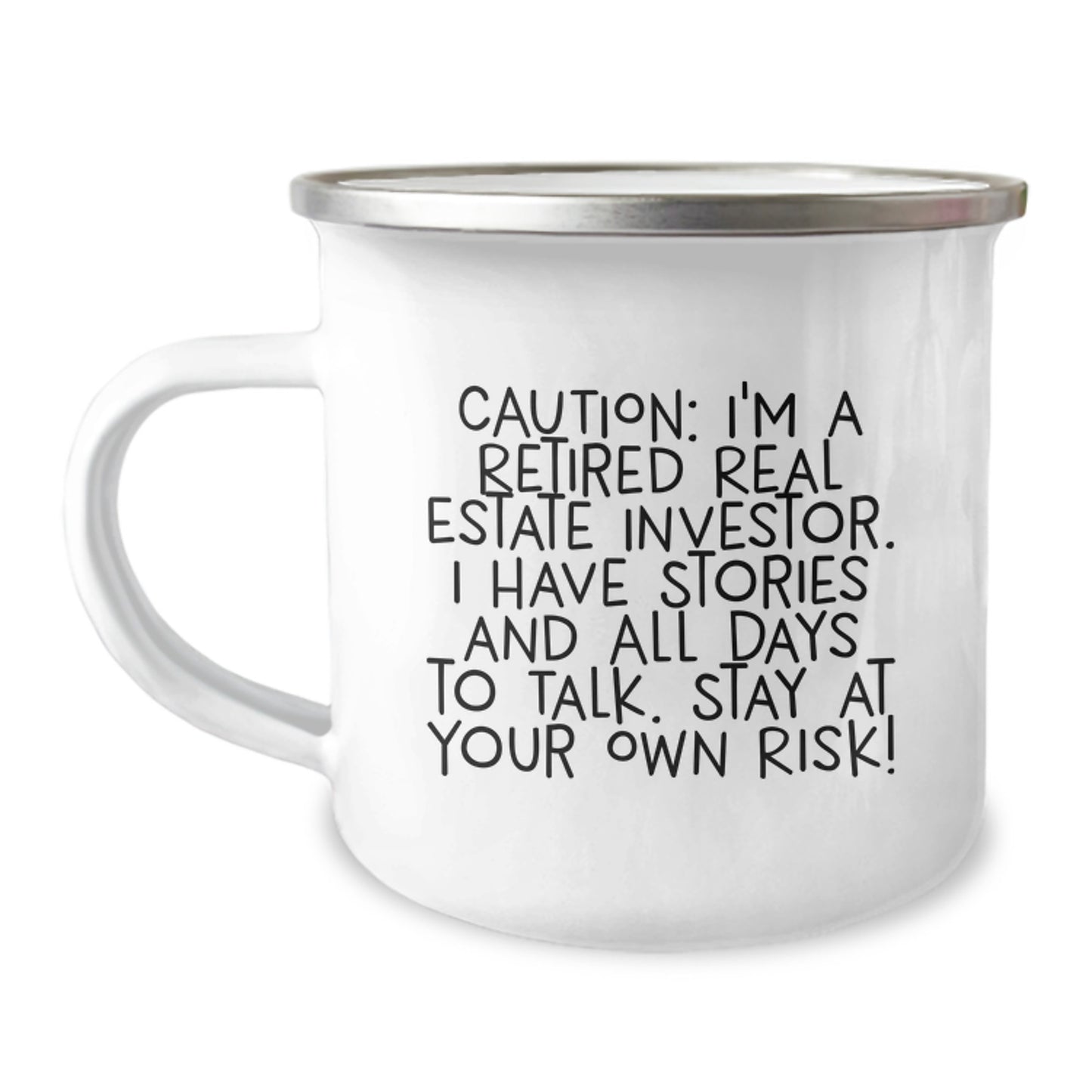 Funny Real Estate Investor Gifts - Gifts from Family - Graduation Unique Gifts for Real Estate Investor Men - Retired Investor Quote Enamel Camping Mug - Image 1