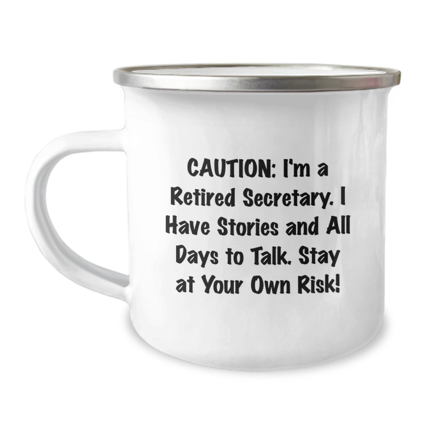 Funny Secretary Gifts for Her - Caution I'm A Retired Secretary, Camping Mug for Secretary, Birthday Unique Gifts from Friends - Image 1