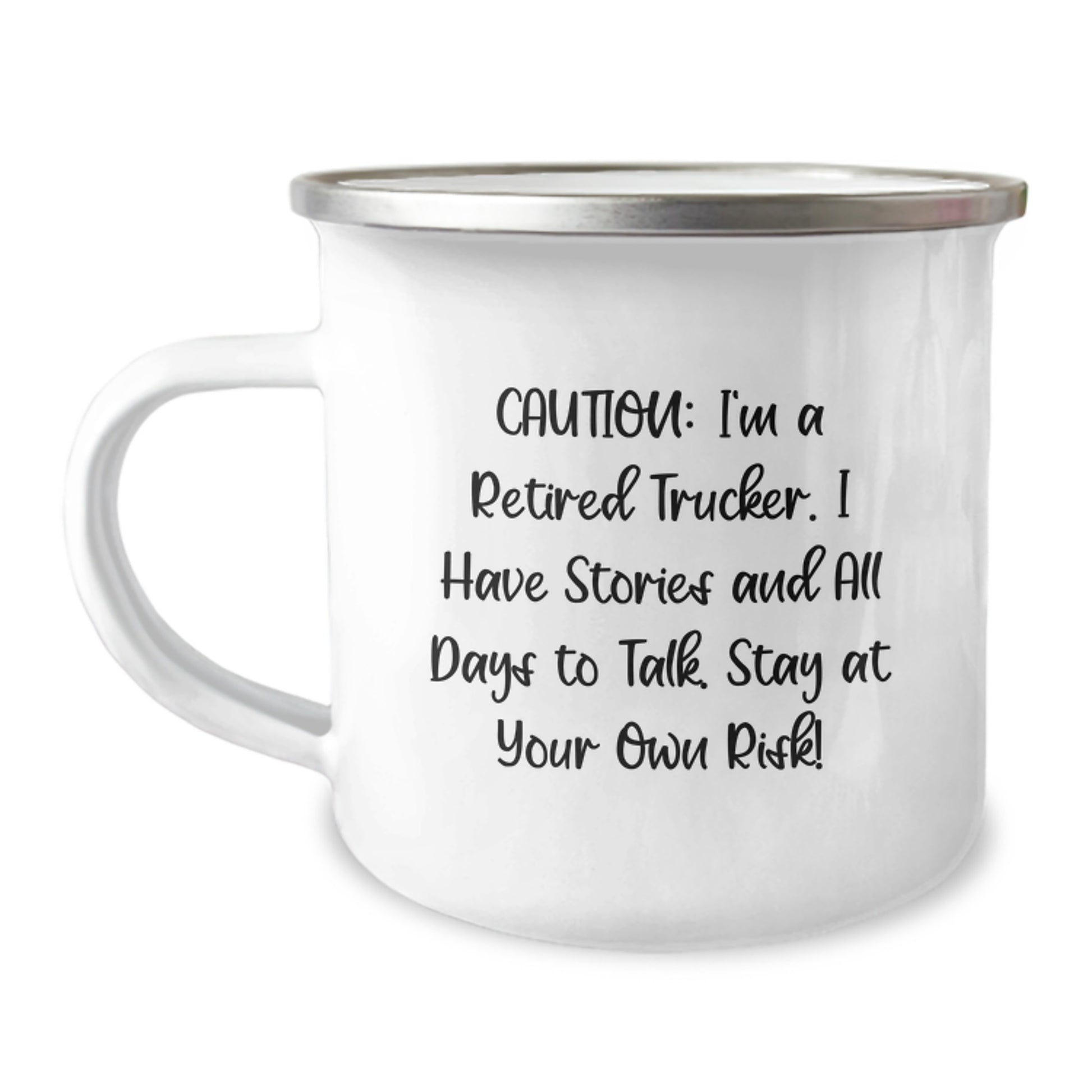 Funny Trucker Gifts for Men, Trucker Camping Mug, Caution I'm A Retired Trucker Stay At Your Own Risk! Gift for Graduation - Image 1