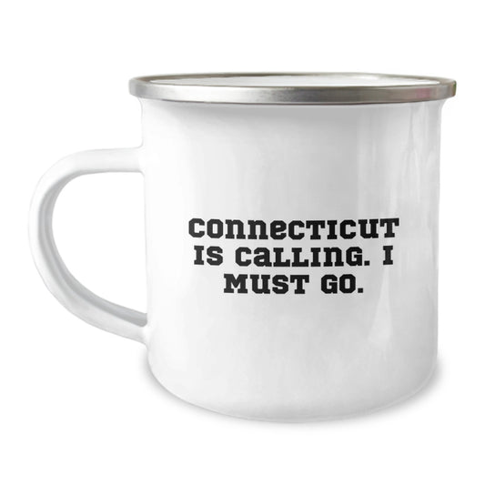Connecticut Enamel Camping Mugs, Funny Quote Gifts from Friends, Unique Valentine's Gifts for Men Women Family, Camping Gear Store - Image 1