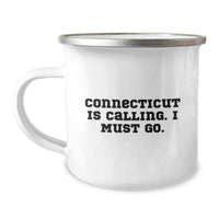 Load image into Gallery viewer, Connecticut Enamel Camping Mugs, Funny Quote Gifts from Friends, Unique Valentine's Gifts for Men Women Family, Camping Gear Store - Image 1
