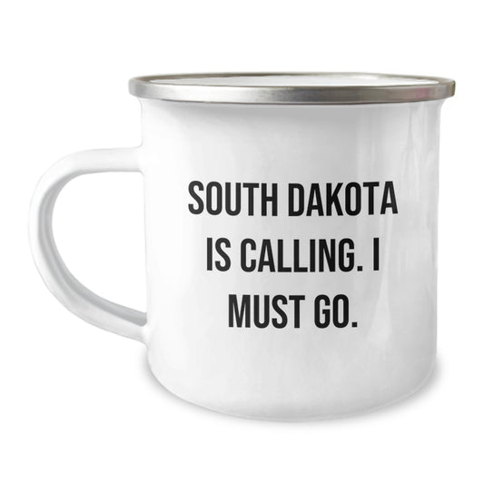 Funny Camping Mug Gifts from Friends for South Dakota Enthusiasts Birthday Unique Ideas, South Dakota Is Calling - Image 1