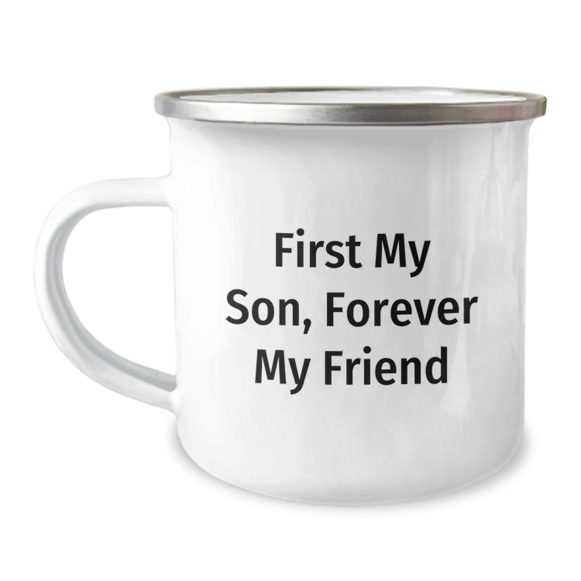 Funny Son Graduation Gifts from Dad to Son, 'First My Son, Forever My Friend' Camping Mug for Men, Unique Son Fathers Day Gift Ideas for Camping Lovers - Image 1