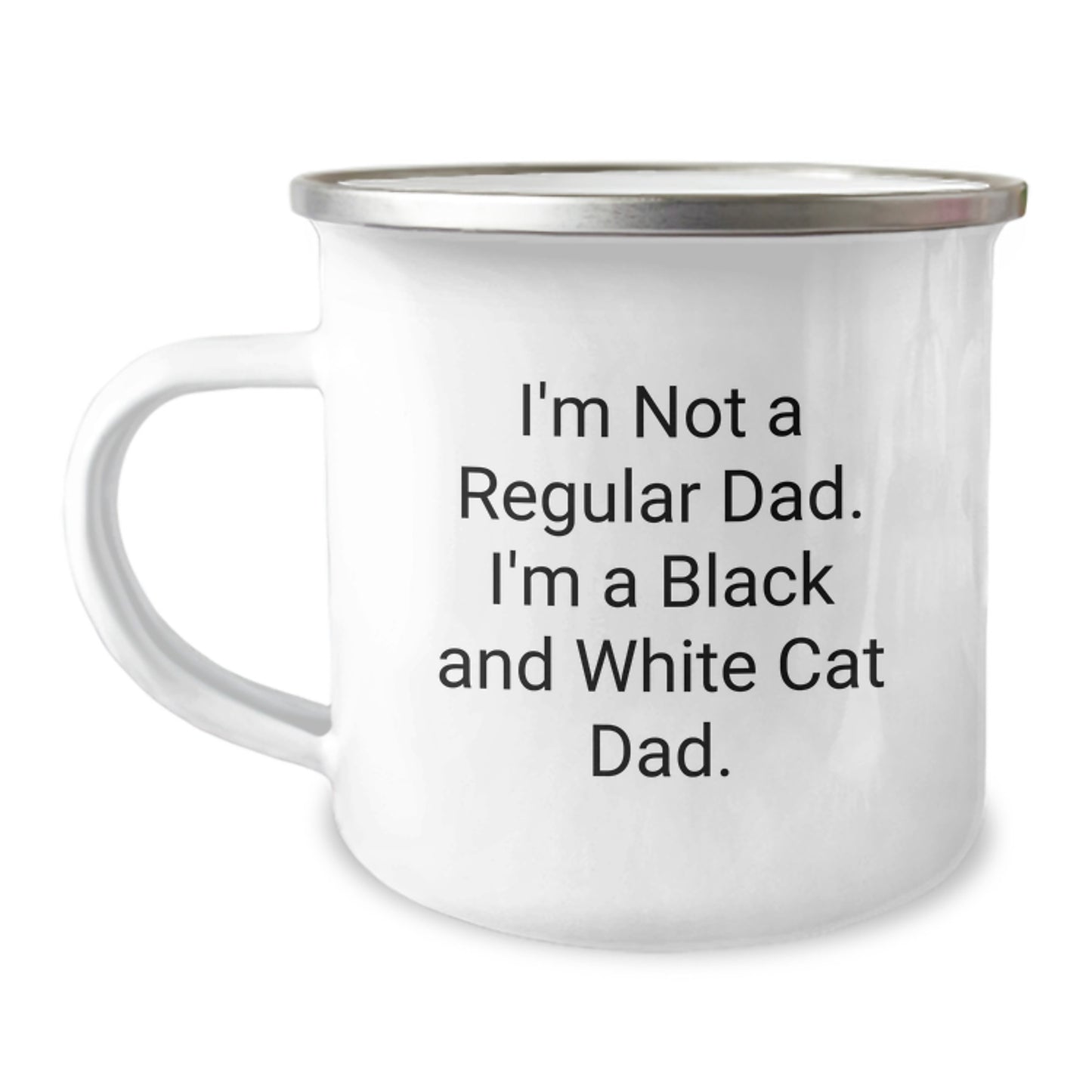Funny Black and White Cat Dad Valentine's Gifts for Him, Gifts from Men to Family, Funny Camping Mug with Inspirational Quote, Unique Valentine's Gifts for Black and White Cat Lover - Image 1
